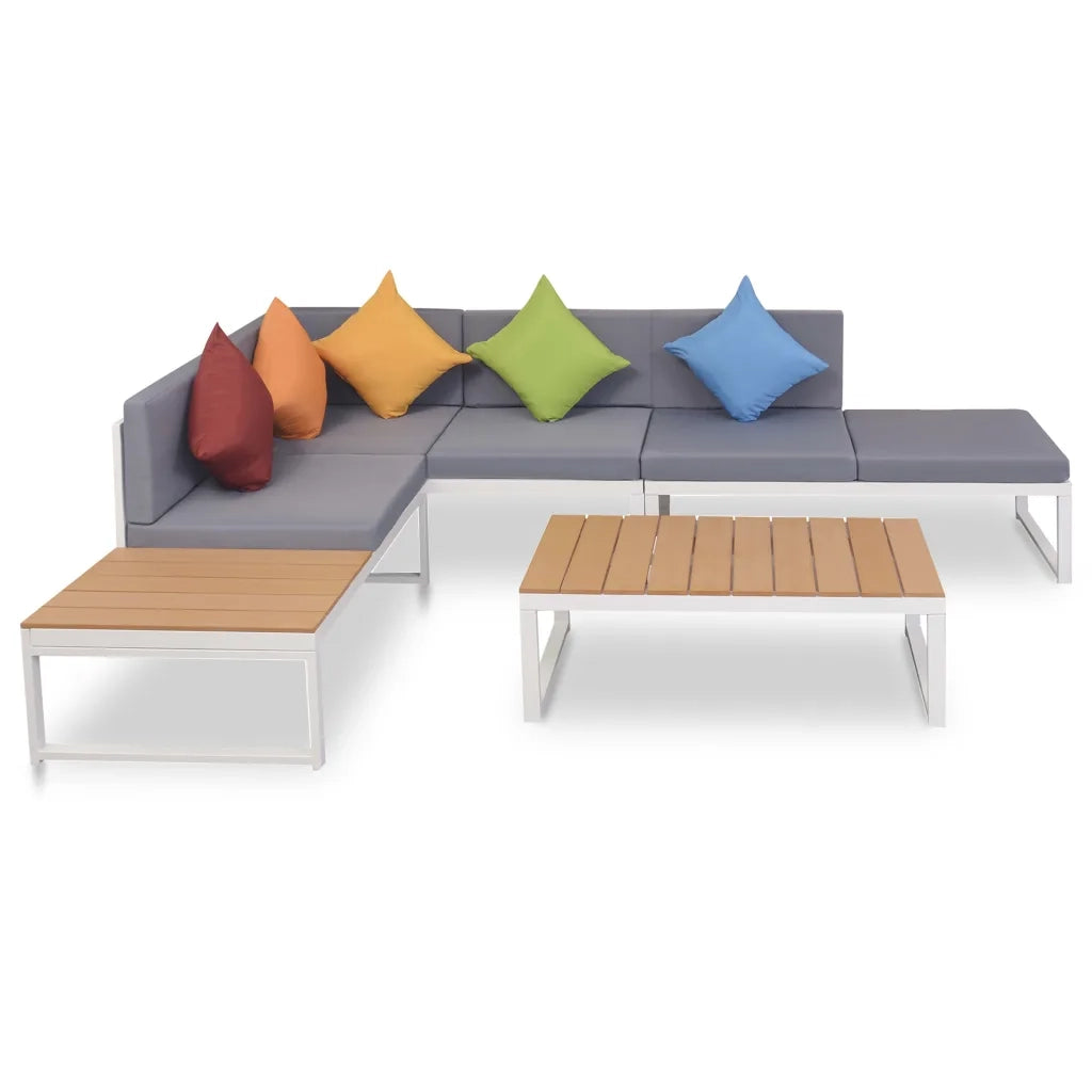 Set Divani da Giardino 4 pz con Cuscini in Alluminio e WPC cod mxl 34905