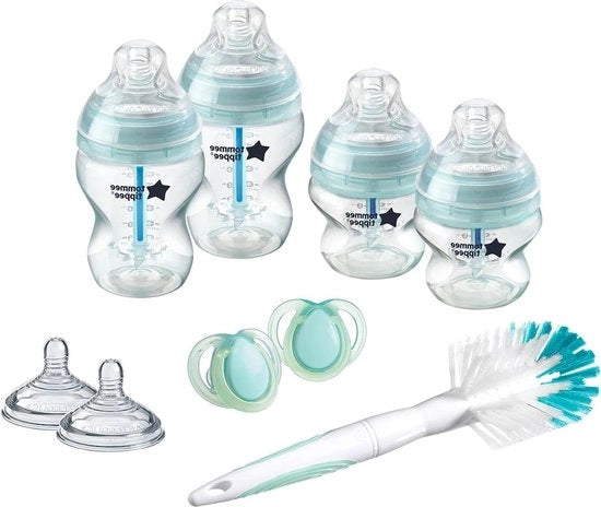 Set di flaconi avanzati per prevenzione delle coliche per neonati - 4 flaconi con 2 sifoni - flusso medio - tubo di ventilazione - prevenzione delle coliche