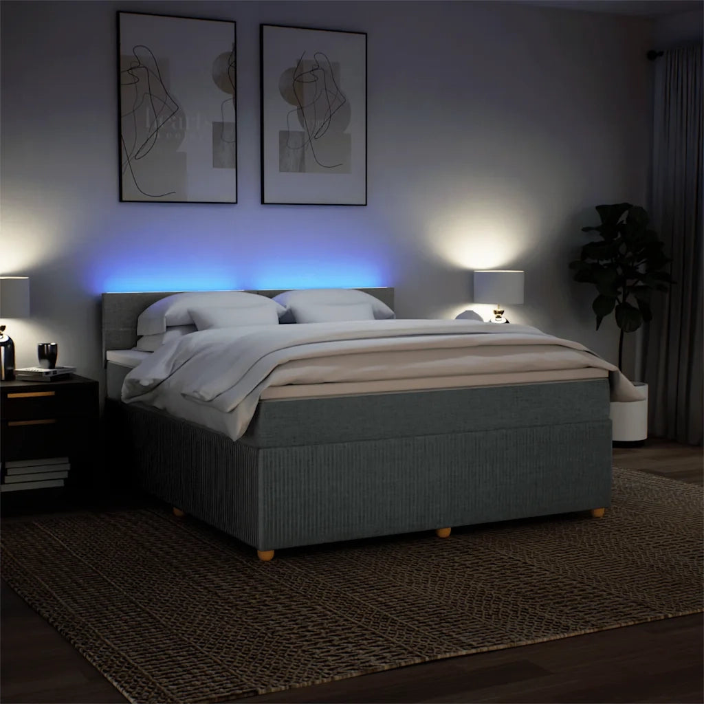 Giroletto a Molle con Materasso Grigio Scuro 180x200 cm Tessuto
