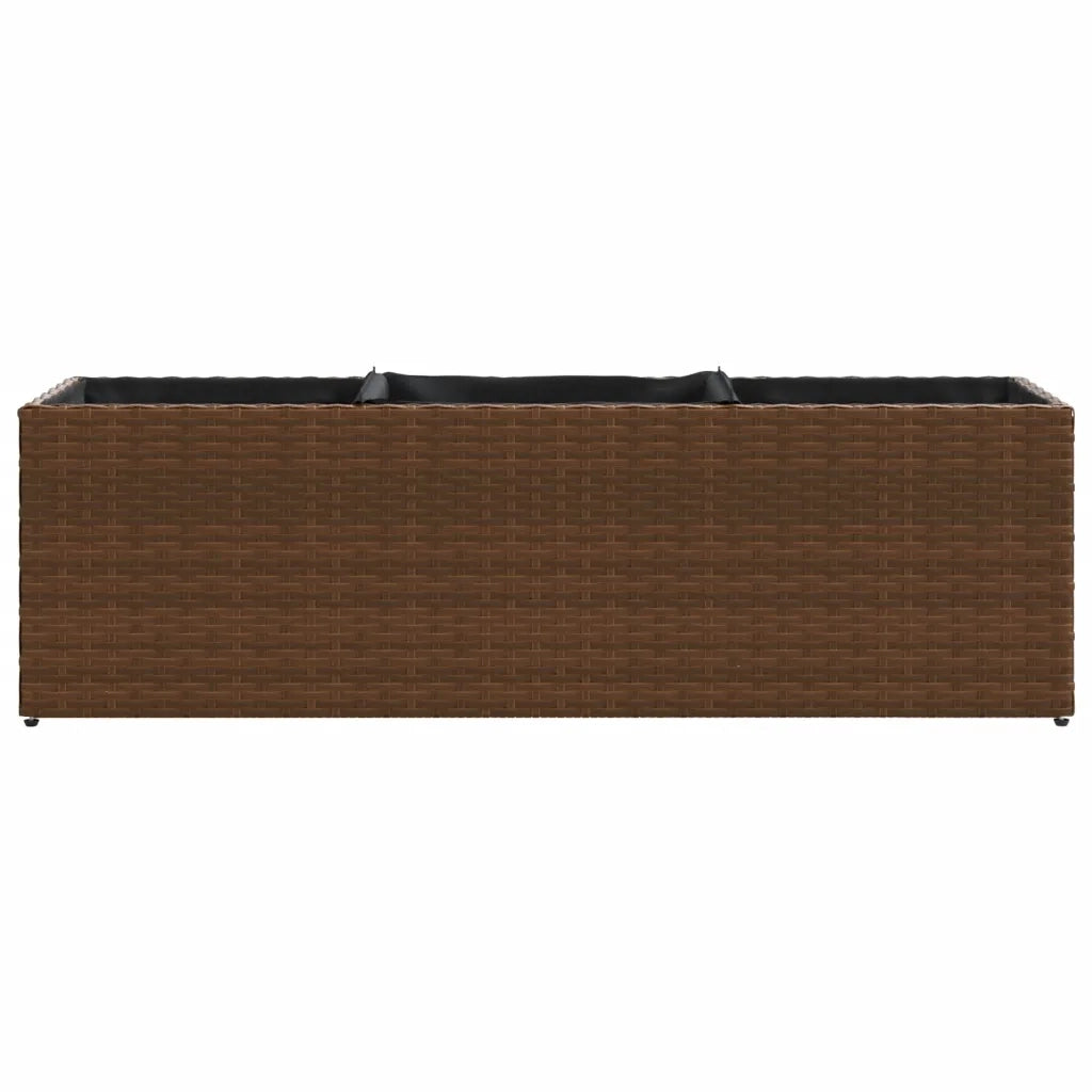 Fioriera da Giardino con 3 Vasi Marrone 105x30x32 cm Polyrattan