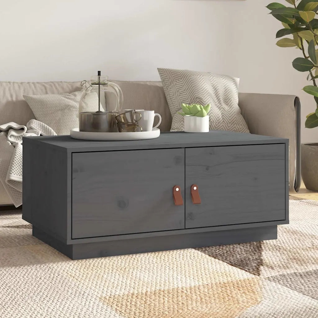 Tavolino da Salotto-Tavolino da soggiorno Grigio 80x50x35cm in Legno Massello di Pino