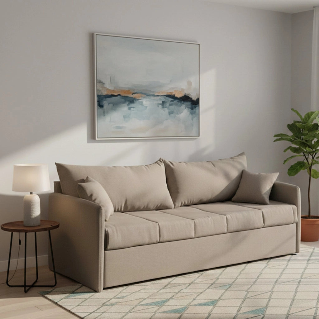 Avellana, Divano Letto 3 Posti Sfoderabile Made in Italy, 205x86 cm Grigio Tortora