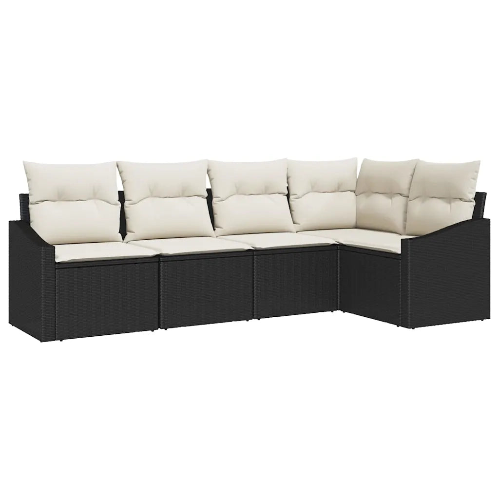 Set di divani con cuscino 5 pcs Nero polyrattan 3346717