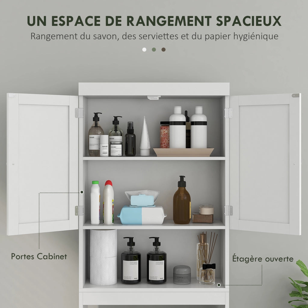 Armadio da Bagno 2 Porte con Ripiani ¨C zephmum ¨C 58.5x23x170 cm Bianco