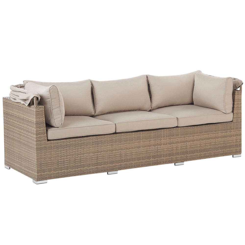 Lounge Set da Giardino con Copertura a 5 Posti in Rattan Beige