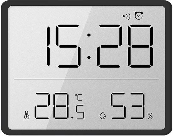 Alarme Digitale - Piccolo Display LCD con Temperatura e Umidità - 12/24 Ore & °C/°F - Orologio da Tavolo Magnetico a Batterie per Casa, Ufficio, Scuola e Viaggio - Nero
