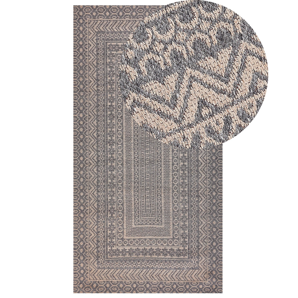 Tappeto moderno dal motivo geometrico 80 x 150 cm beige e grigio soggiorno camera da letto