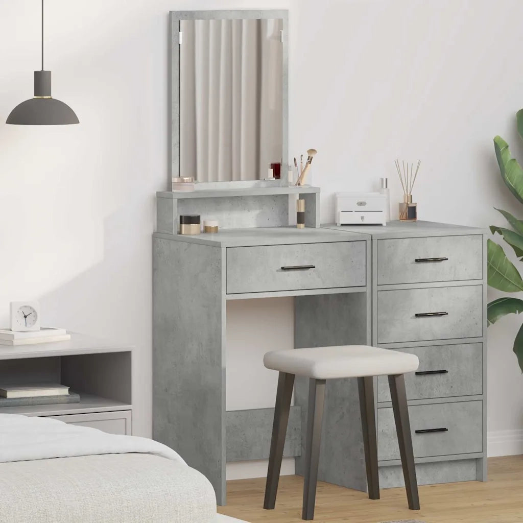 Tavolo da Trucco con cassetto Grigio cemento 50 x 41 x 140 cm 865130