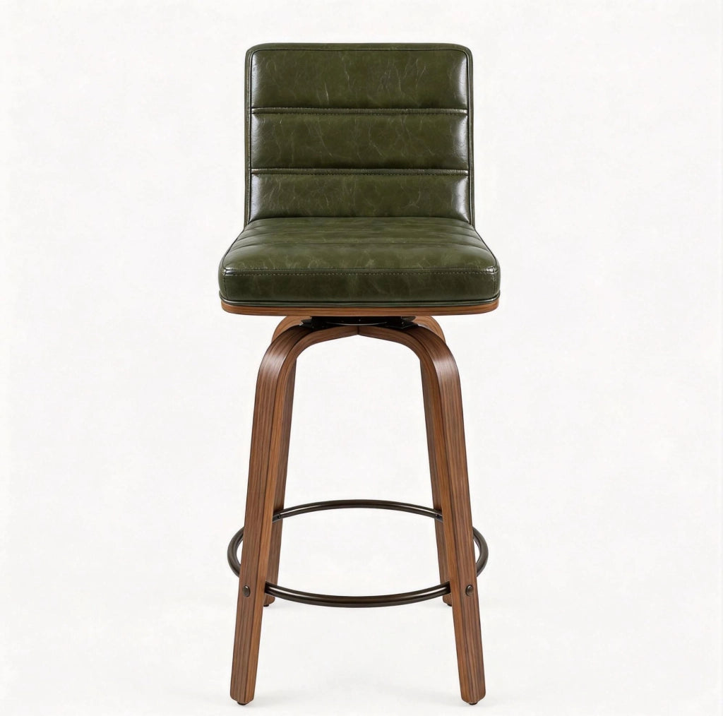 Sgabello da bar 40x48x90 cm verde – girevole con schienale e poggiapiedi