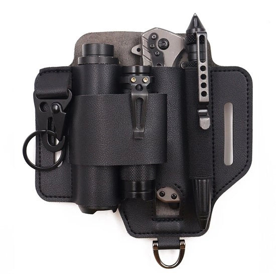 Organizzatore di cintura - Tasca cintura con multitool, portachiavi, porta penne e porta matite - Tasca cintura pratica per uomini - Nero