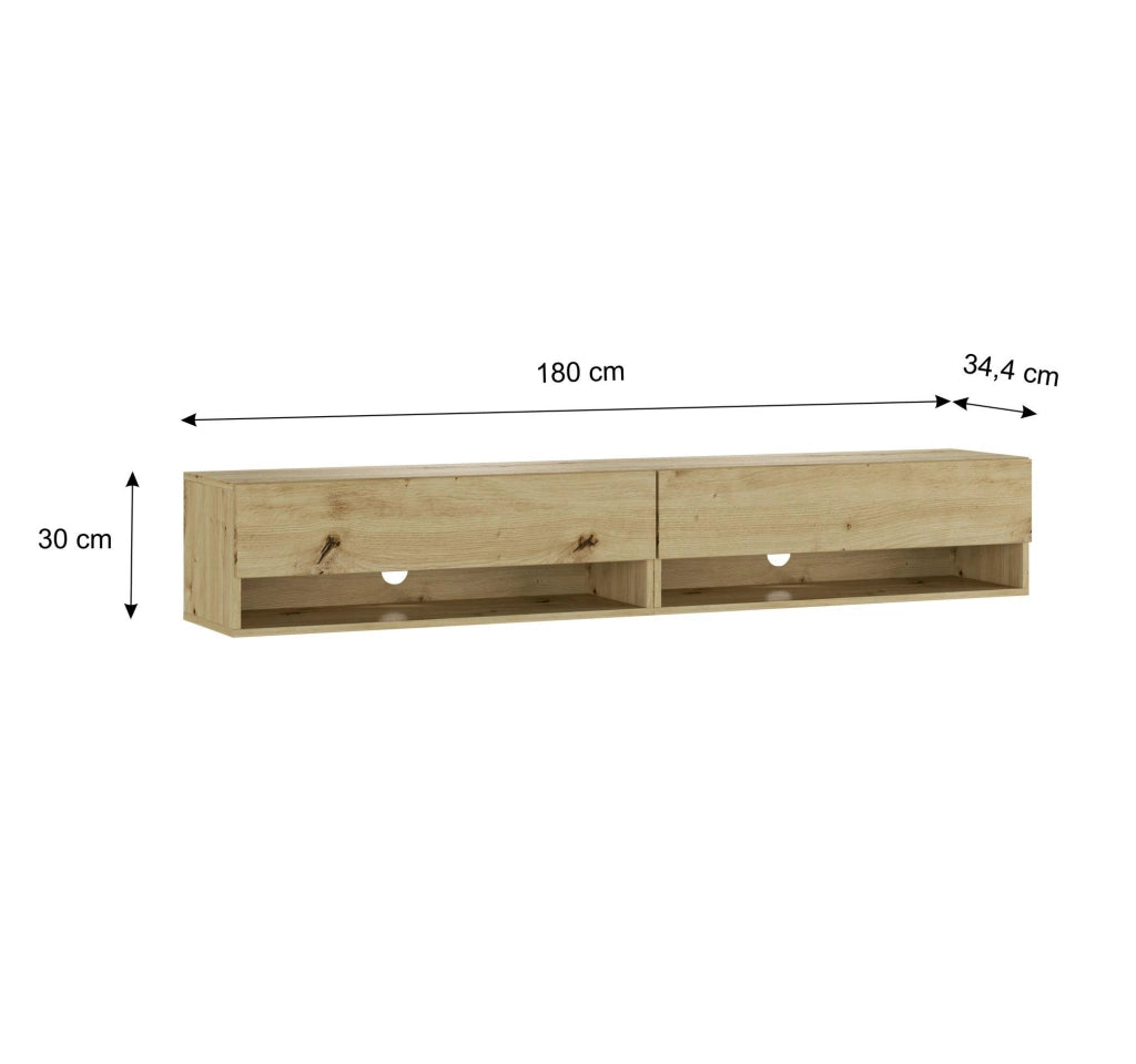 Mobile TV Soggiorno, 180x35x30cm, LED, Mobile Soggiorno, colore Rovere RF3698
