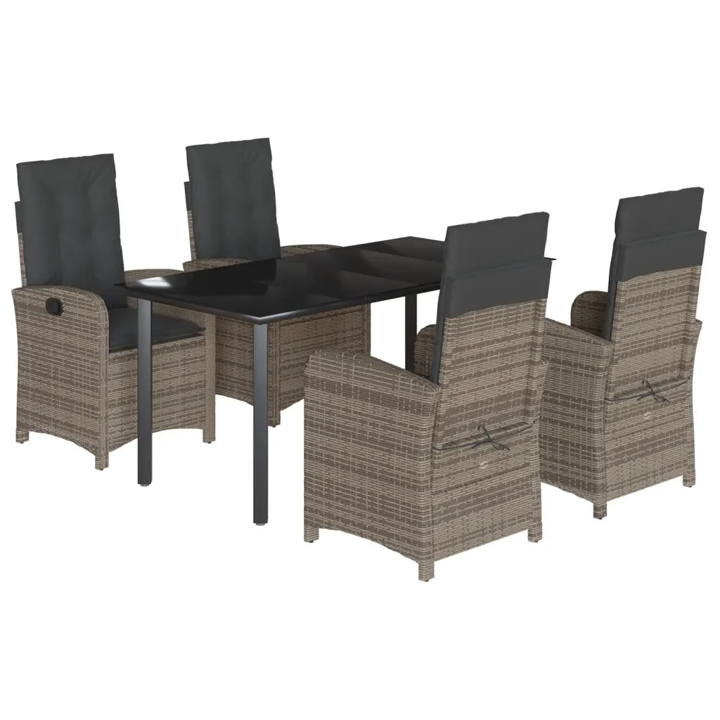Set da Pranzo da Giardino 5 pz con Cuscini in Polyrattan Grigio 3212364