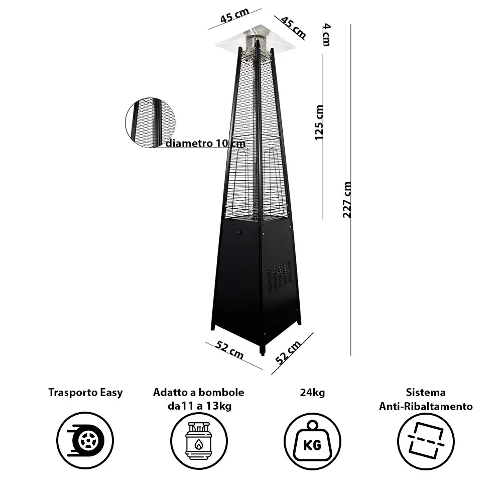 Tempo Style - Stufa a Gas Pyramid ( 5kW, 13kW) | Stufa da esterno Nero