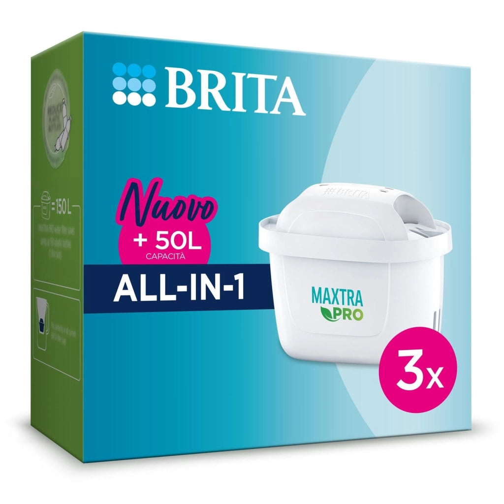 Brita BRI000107NOC MAXTRA PRO Filtro per Caraffa Filtrante All-in-One Filtrazione 4 Stadi 150 L Pack 3 Pezzi
