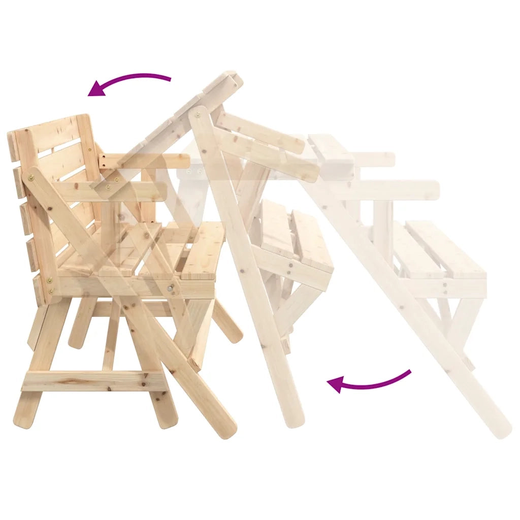 vidaXL Tavolo da Picnic con Panche in Legno Abete 2-in-1 Convertibile