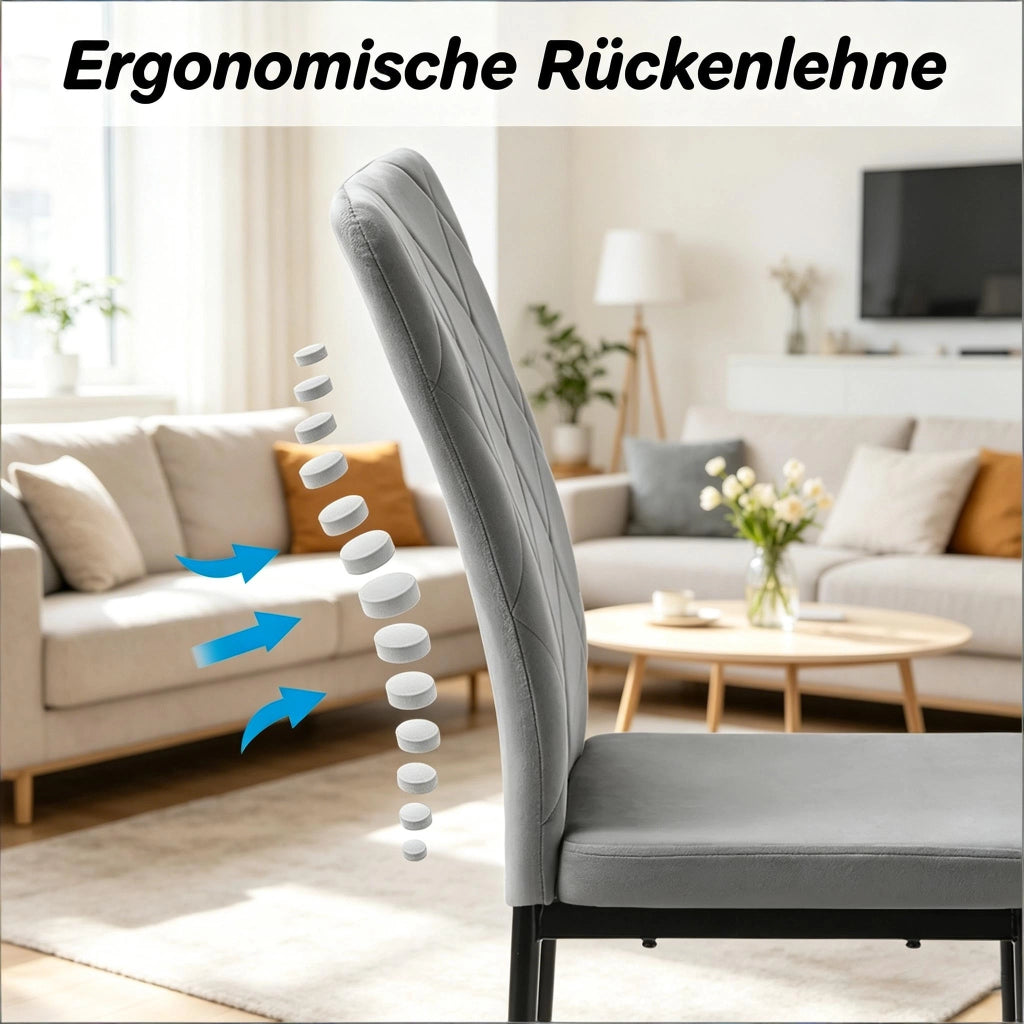 SEDIA DA PRANZO IMBOTTITA 42 x 94,5 x 59 cm Velluto Grigio Scuro Set da 4 pezzi