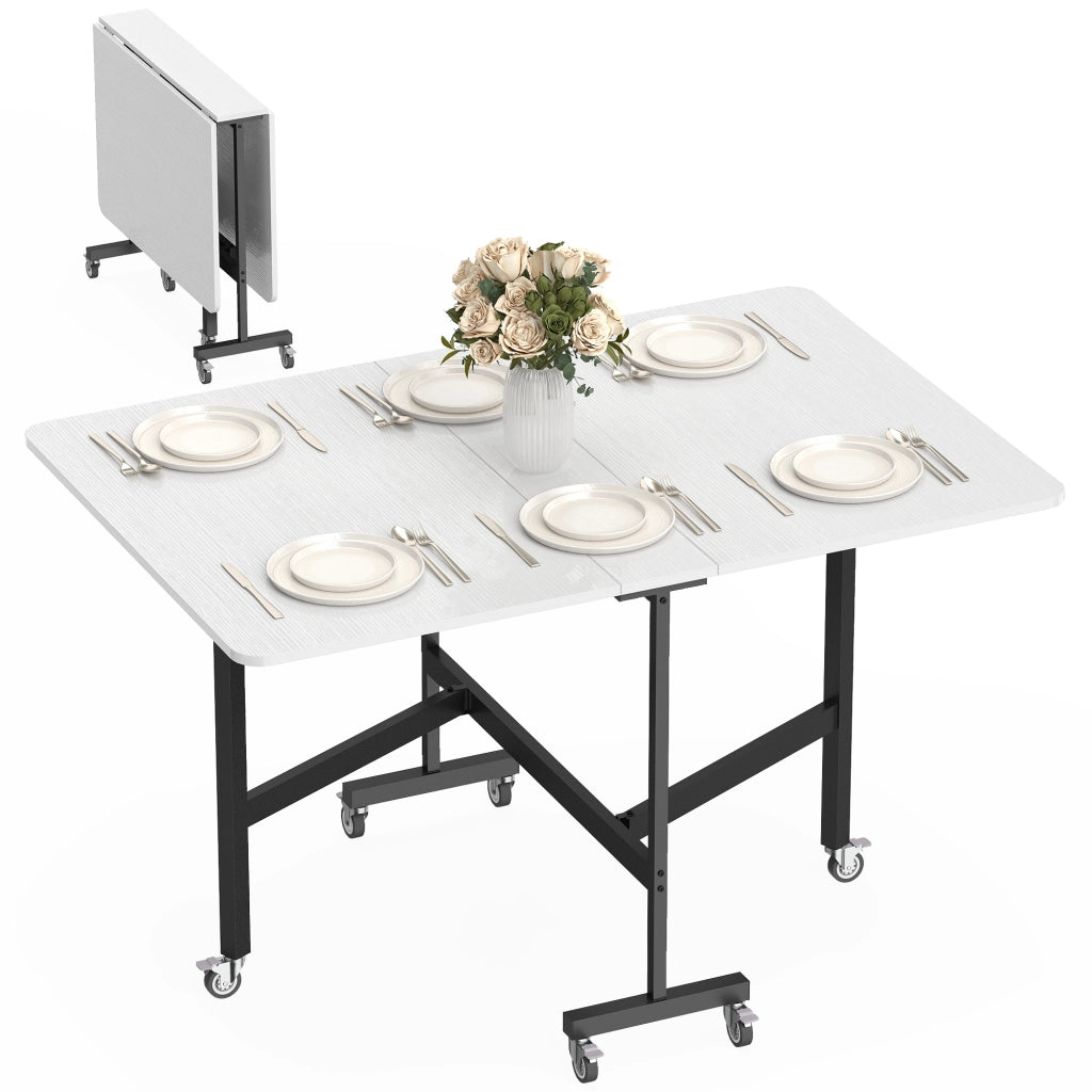 Tavolo Pieghevole Allungabile per 4-6 Persone ¨C Zephmum ¨C Bianco Legno 120x80x73 cm