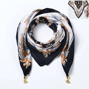 Sciarpa quadrata in cotone e lino/sciarpa di seta da donna con chiusura magnetica, versatile per la primavera e l'autunno, scaldacollo/sciarpa triangolare/sciarpa autunnale.
