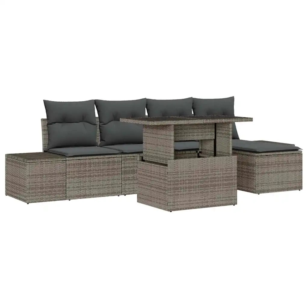 Set Divano da Giardino con cuscino 6 pcs Grigio polyrattan 3349165