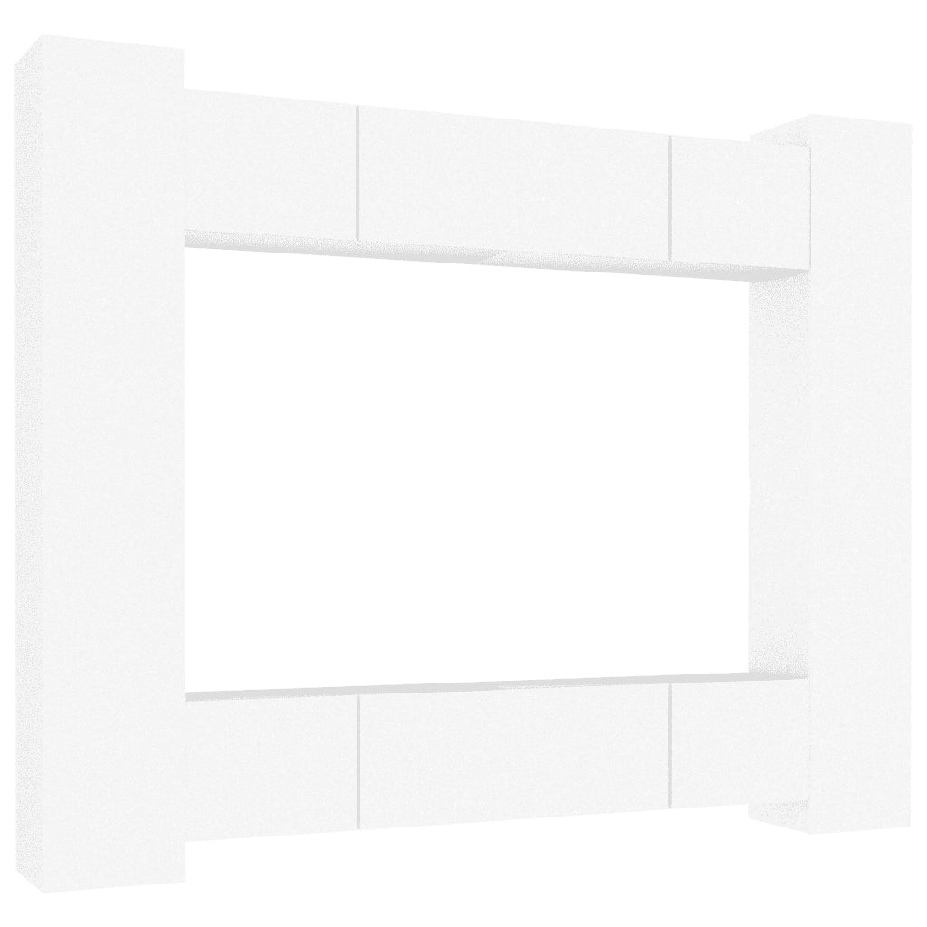 Set Mobili Porta TV 8pz Bianco in Legno Multistrato 3114230