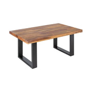 Tavolino basso LODEN 100 cm in legno massiccio di Sheesham e metallo nero – stile industriale