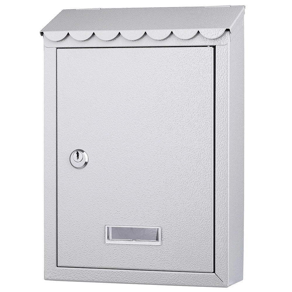 Trade Shop - Cassetta Postale Parete In Acciaio Buca Lettere Posta Esterno Con Chiave Grigio -