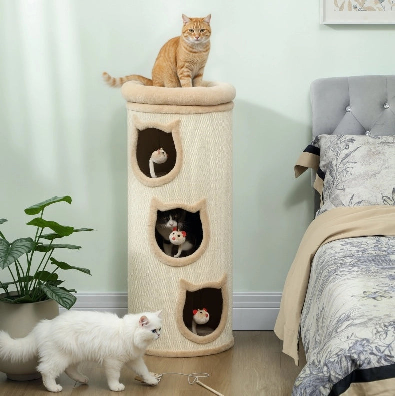 Tiragraffi a torre 95,5 cm con 3 cucce e letto superiore