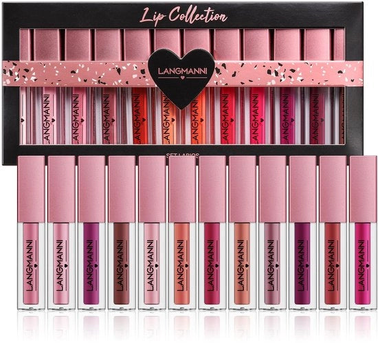 Set di gloss per labbra 12 pezzi - Gloss per labbra a pigmentazione intensa - Idratante - Lunga durata - Impermeabile - Non appiccicoso