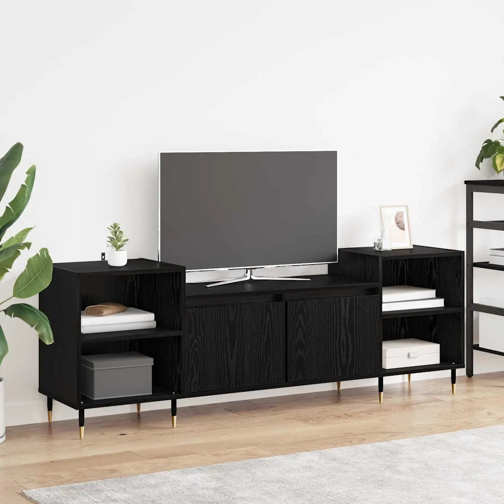 Mobile TV Rovere Nero 160 x 35 x 55 cm Legno multistrato