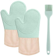 Manopole per forno resistenti al calore - silicone/tessuto - antiscivolo - 2 pezzi - sicure per alimenti - protezione lunga 34,5 cm