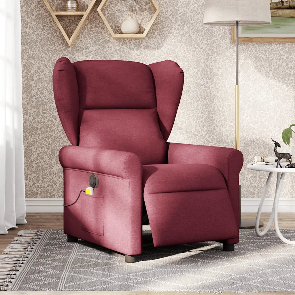 Poltrona Massaggiante Reclinabile Elettrica Rosso Vino Tessuto 3303367