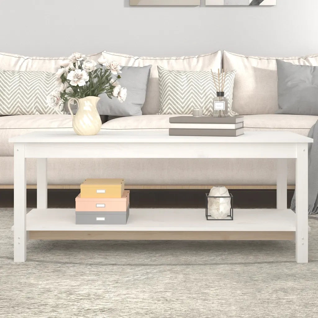 Tavolino da salotto | Tavolino da caff¨¨ | Tavolino da Soggiorno Bianco 110x55x45 cm Legno Massello di Pino