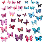 Decorazione per parete 3D a effetto di dimensione reale - Stickers di farfalla - Decorazione magnetica per parete riciclabile - 36 pezzi - PVC plastica