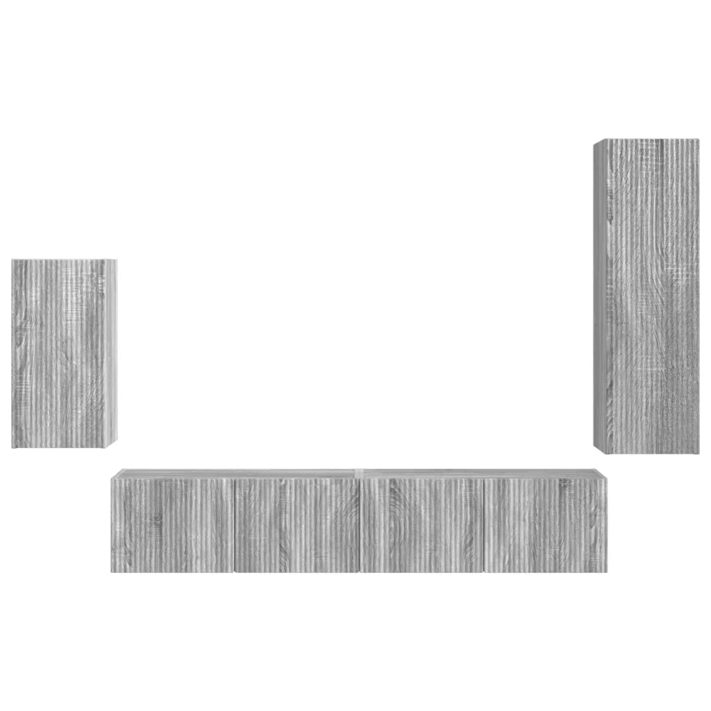 Set mobile TV 4 pcs Grigio Sonoma Legno multistrato