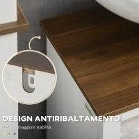 kleankin Mobile Bagno Sotto Lavabo con Armadietto a 2 Ante e Ripiano Aperto, in Truciolato, 60x30x60 cm