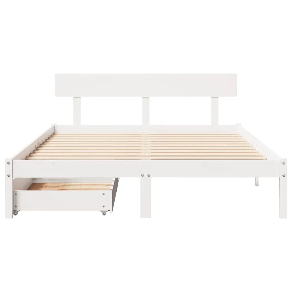 Letto senza Materasso Bianco 140x200 cm Legno Massello di Pino