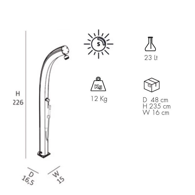 Doccia Solare In Alluminio Jolly 25 Litri Top Line Con Miscelatore E Doccetta Colore Zaffiro Cv-A540-Tl/5600