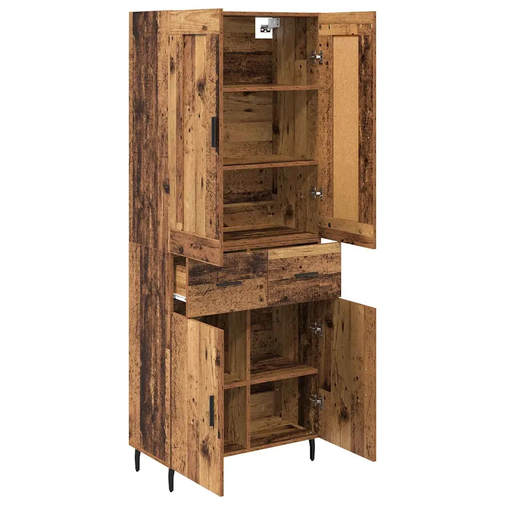 Credenza 2 pz-Set di 2 Buffet-Armadio da cucina Legno vecchio Legno Stratificato e Vetro 320383