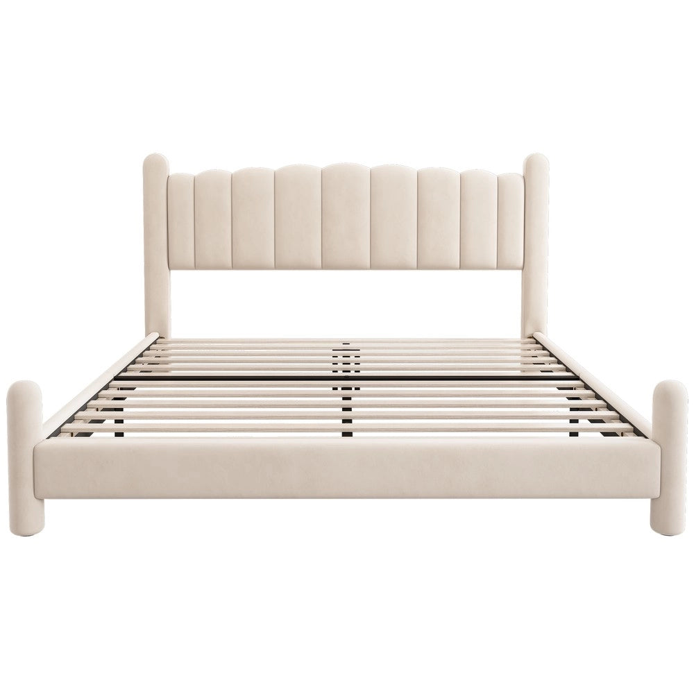 Letto Imbottito 160x200 con Testiera ¨C Xylo ¨C Velluto Beige