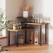 SCAFFALE CUCINA A 3 LIVELLI GIREVOLI SALVASPAZIO IN LEGNO E ACCIAIO, 40X10X36.5 CM, MARRONE RUSTICO