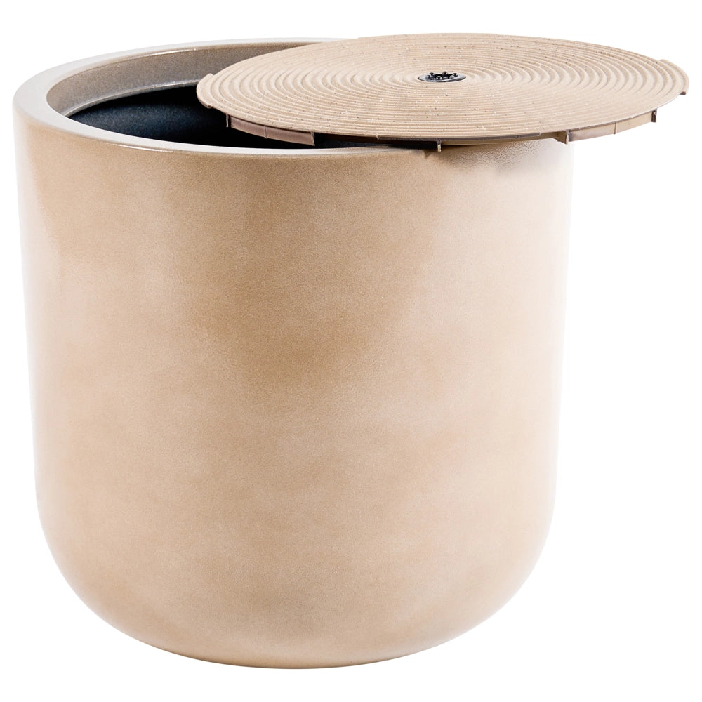 Fontana da Giardino con Illuminazione LED Funzionamento Elettrico in Resina Beige Design Moderno
