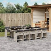 Set Pranzo Giardino 11pz con Cuscini Grigio Chiaro Polyrattan 3211115