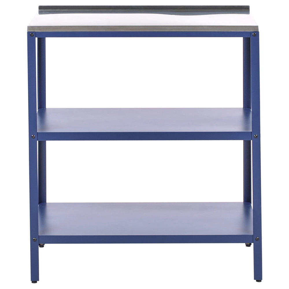 Set di 2 elementi per la cucina all'aperto in acciaio inox blu con portaoggetti e lavello cucina da esterno