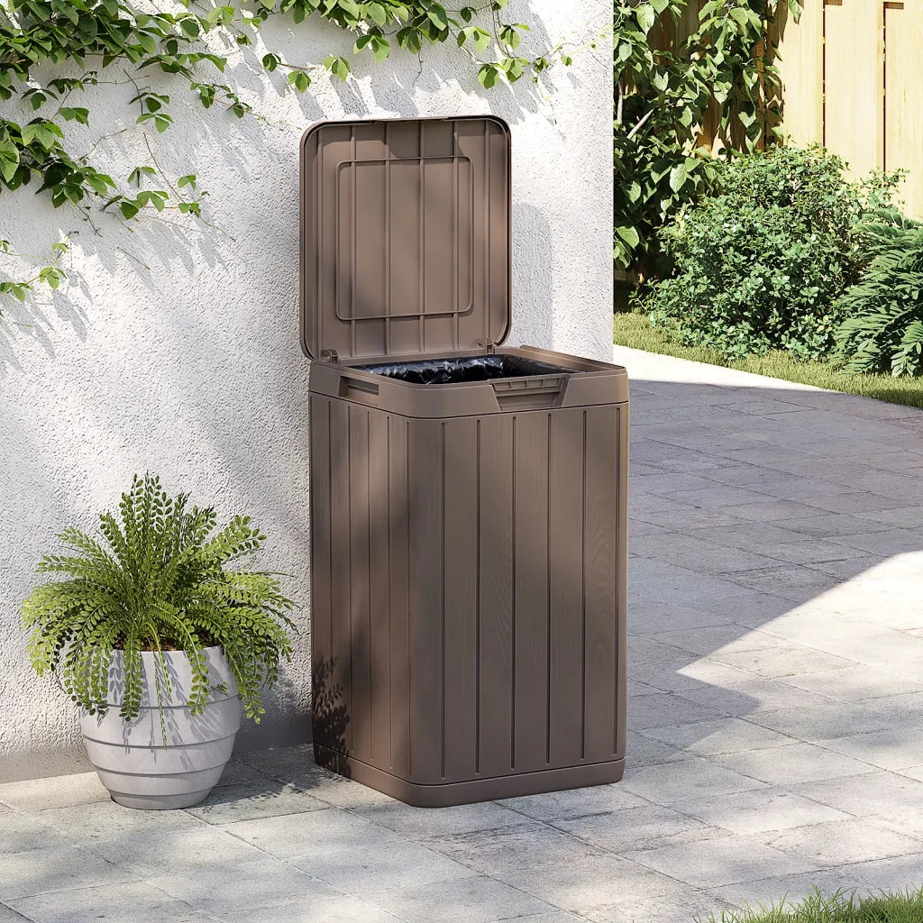 Cestino per Rifiuti da Esterno Marrone 38x38x65 cm in PP CFW7316035