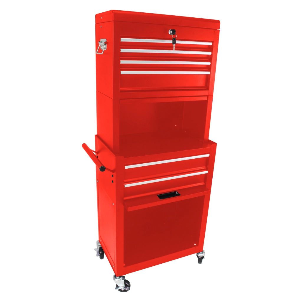 CARRELLO PORTAUTENSILI 6 cassetti con ruote frenate, acciaio rosso