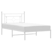 Letto singolo | Letto per adulti | Giroletto con Testiera Metallo Bianco 107x203 cm
