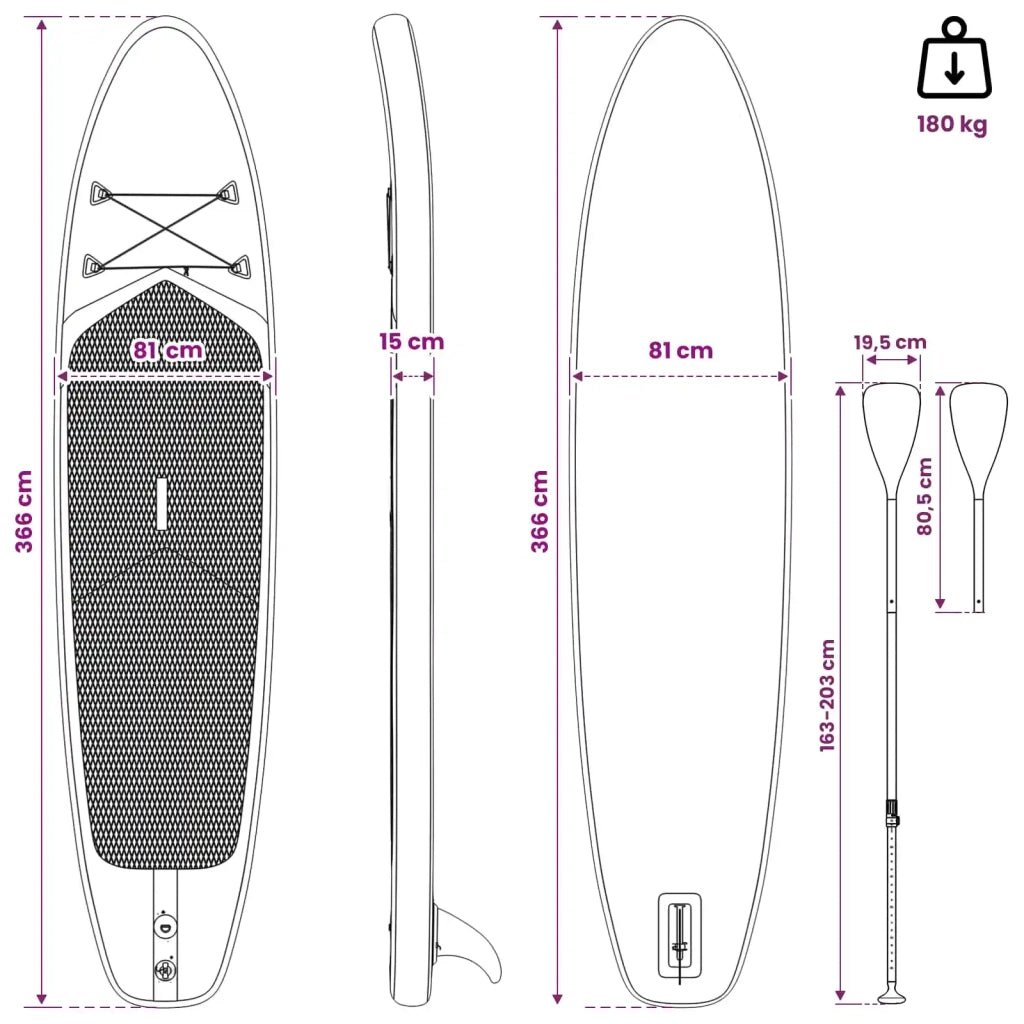SUP Board con Seggiolino 2-in-1 APEX 366 x 81 x 15 cm Blu per 42039135