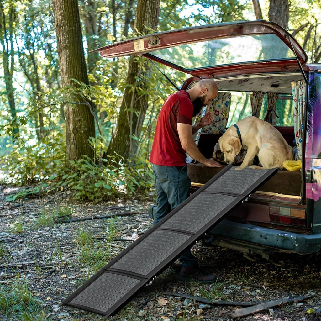 Rampa per cani pieghevole per auto, con superficie del tappeto, rampa per animali domestici, rampa per cani, antiscivolo, fino a 110 kg, rampa per cani per auto, camion, SUV