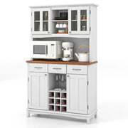 Credenza da cucina 106 x 41,5 x 184,5 cm con 4 ante e moderno portabottiglie in MDF bianco 20_0010807