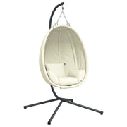 Sedia a Uovo Sospesa con Supporto Beige in Tessuto e Acciaio CFW4420604